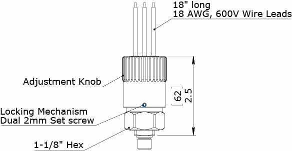KAPS Dimensions Adjustable Pressure Switch 