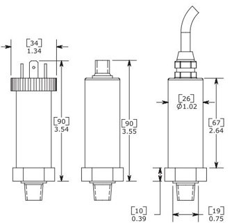 Industrial Vacuum / Pressure Transducer dimensions